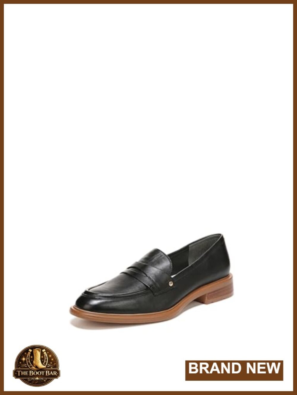 Women's Leather Slip On Loafers Almond Toe Block Heel Business Casual